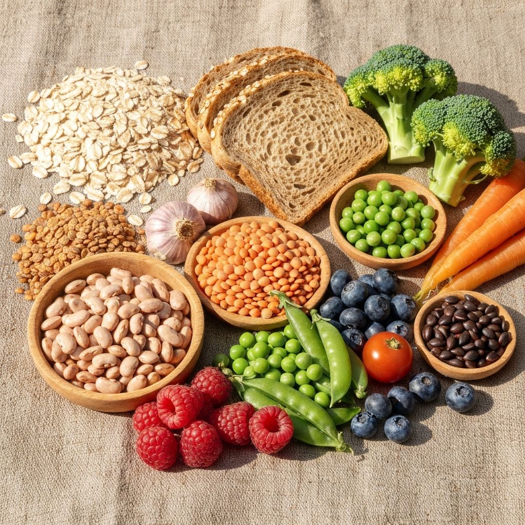 High-fiber whole grain and legume food sources